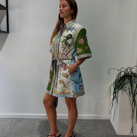 ALEMAIS Bath House Mini Dress in Linen - Picture 4 of 13